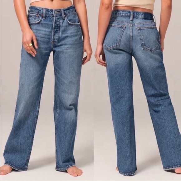 A&F 34/18s 90s Baggy Low Rise Jeans Blue 0311 Abercrombie Fitch short - Picture 1 of 9